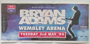 Bryan Adams Original Used Concert Ticket Wembley Arena London 3rd May 1994