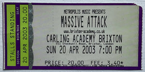 Massive Attack Original Used Concert Ticket Brixton Academy London 20th Apr 2003