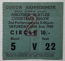 Load image into Gallery viewer, Beatles Original Used Concert Ticket Hammersmith London 2nd Jan 1965