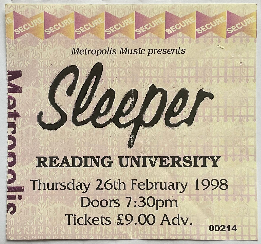 Sleeper Original Used Concert Ticket Reading University 26th February 1998