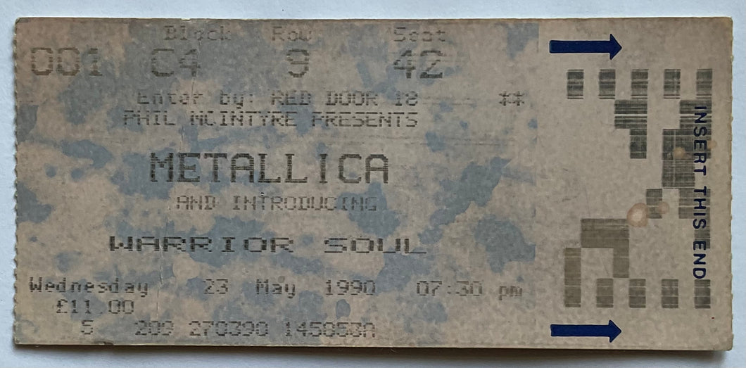 Metallica Original Used Concert Ticket Wembley Arena London 23rd May 1990