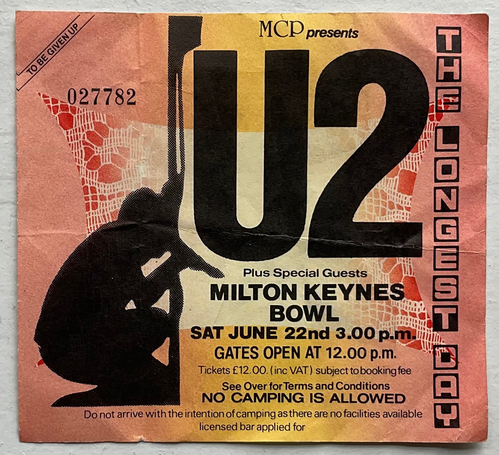 U2 Ramones R.E.M. Original Used Concert Ticket Milton Keynes Bowl 22nd Jun 1985