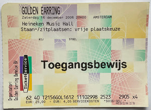 Golden Earring Original Used Concert Ticket Heineken Music Hall Amsterdam 16th Dec 2006