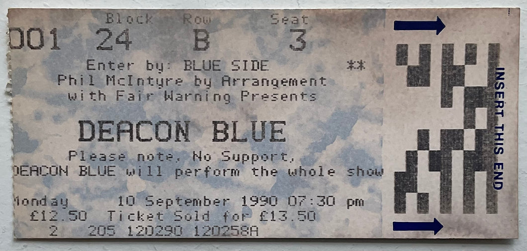 Deacon Blue Original Used Concert Ticket We,blue Arena London 10th Sep 1990