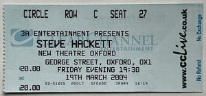 Steve Hackett Original Used Concert Ticket New Theatre Oxford 19th Mar 2004