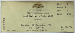 Paul Weller Original Unused Concert Ticket Royal Albert Hall London 10th Dec 2001