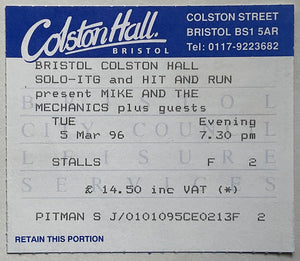 Mike & the Mechanics Original Used Concert Colston Hall Bristol 5th Mar 1996