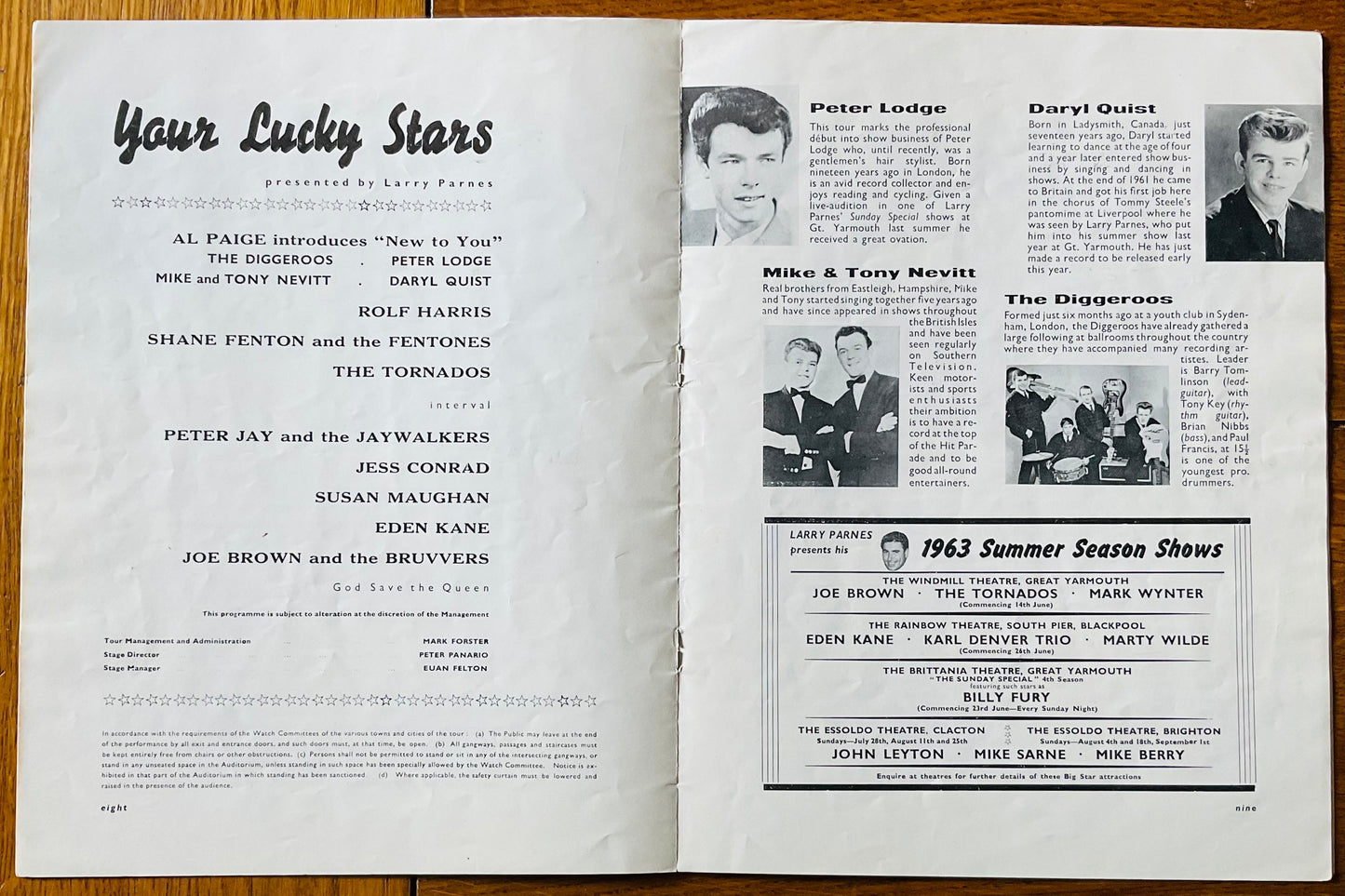 Joe Brown Tornados Original Concert Programme Your Lucky Stars Feb/Mar 1963