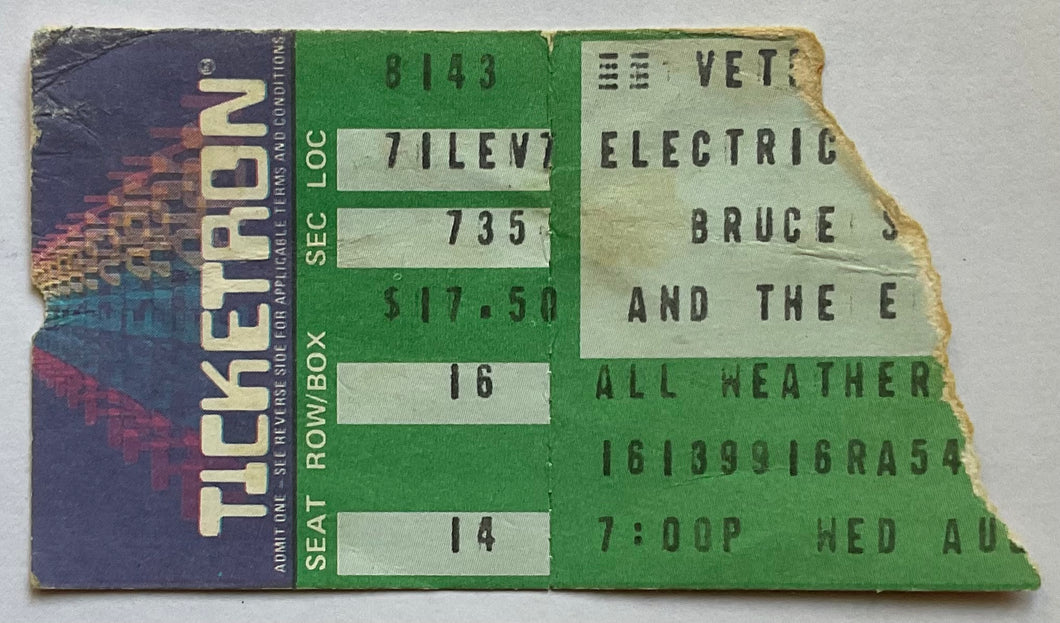 Bruce Springsteen Original Used Concert Ticket Veterans Stadium Philadelphia 14th Aug 1985