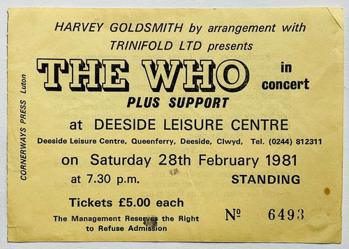 Who Original Used Concert Ticket Deeside Leisure Centre 28th Feb 1981