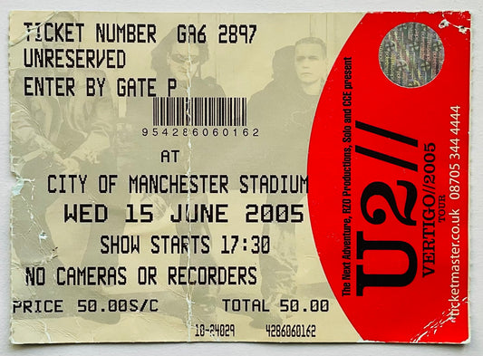 U2 Original Used Concert Ticket City of Manchester Stadium 15th June 2005