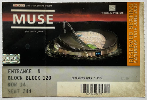 Muse Original Used Concert Ticket Wembley Stadium, London 16th June 2007
