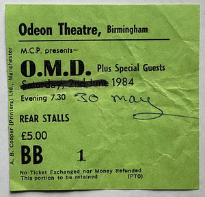 Orchestral Manoeuvres in the Dark OMD Original Used Concert Ticket Odeon Theatre Birmingham 30th May 1984