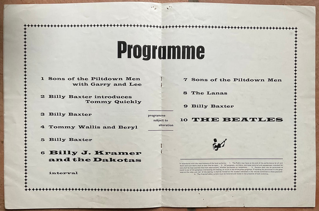 Beatles Original Concert Programme Gaumont Theatre Bournemouth Aug 1963