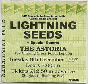Lightning Seeds Original Used Concert Ticket Astoria London 9th Dec 1997