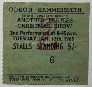 Beatles Original Used Concert Ticket Hammersmith Odeon London 12th Jan 1965