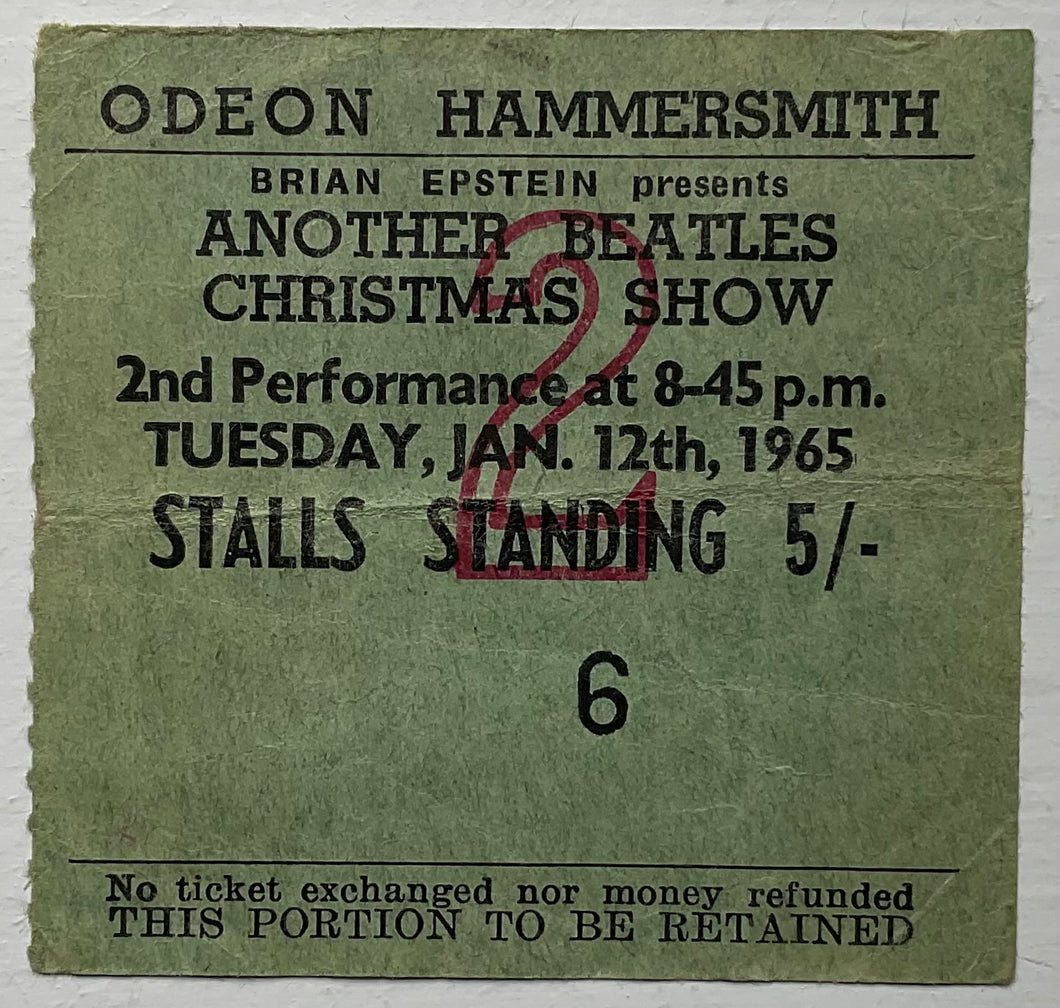 Beatles Original Used Concert Ticket Hammersmith Odeon London 12th Jan 1965