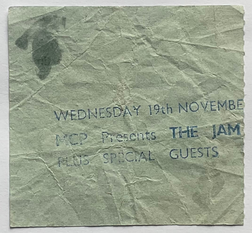Jam Original Used Concert Ticket Hammersmith Odeon London 19th Nov 1980