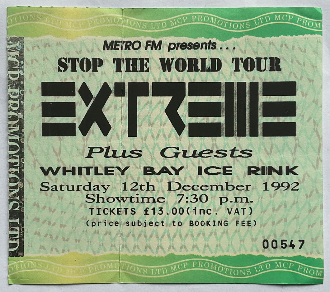 Extreme Original Used Concert Ticket Whitley Bay Ice Rink 12th Dec 1992