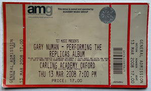 Gary Numan Original Unused Concert Ticket Carling Academy Oxford 13th Mar 2008