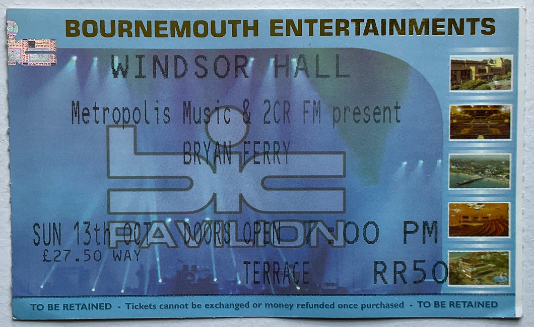 Roxy Music Bryan Ferry Original Used Concert Ticket BIC Bournemouth 13th Oct 2002