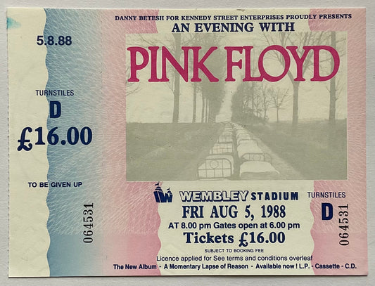 Pink Floyd Unused Concert Ticket Wembley Stadium London 5th Aug 1988