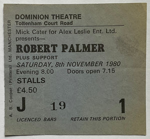 Robert Palmer Original Used Concert Ticket Dominion Theatre London 8th Nov 1980