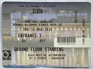 Elbow Original Used Concert Ticket O2 Arena Dublin 31st Mar 2011