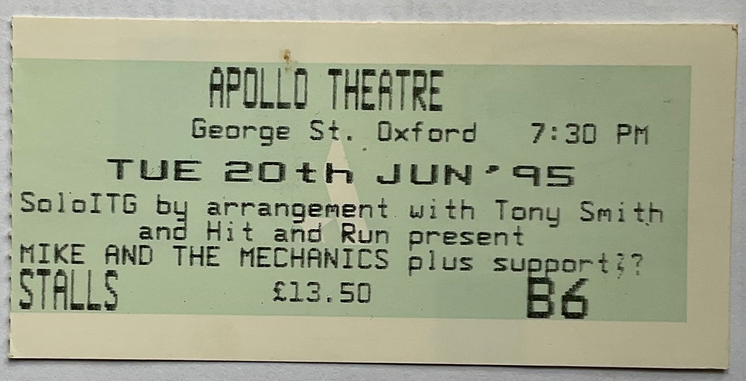 Mike & the Mechanics Original Used Concert Ticket Apollo Theatre Oxford 20th Jul 1995