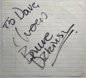 Iron Maiden Bruce Dickinson Genuine Large Autographed Signed Paper Sheet 1980s