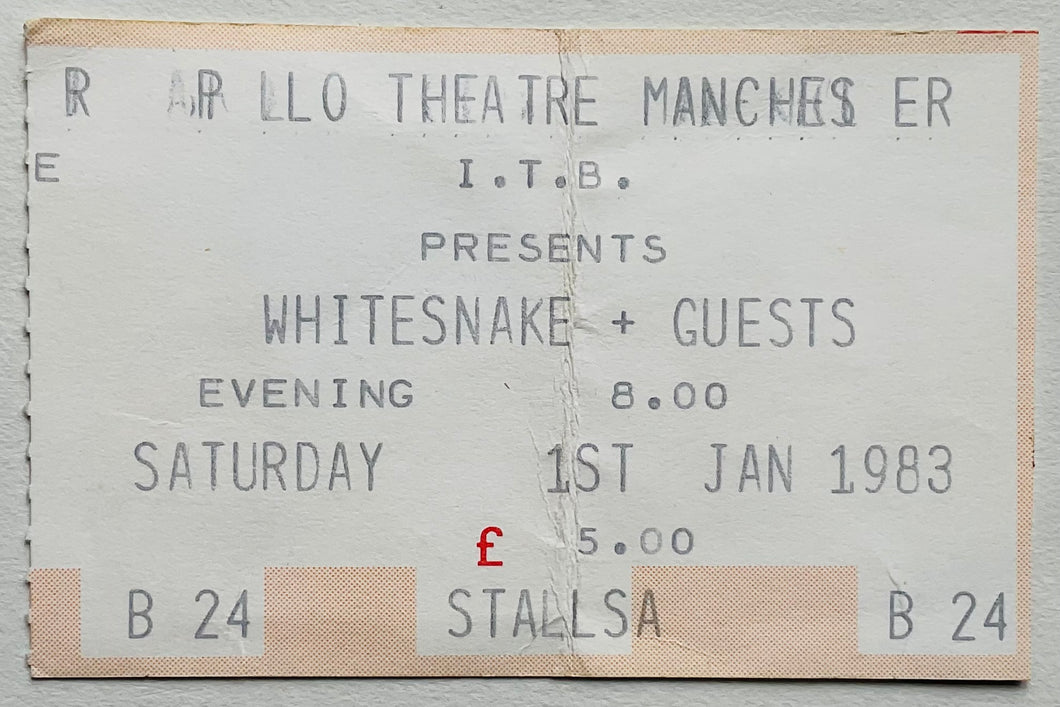 Whitesnake Original Used Concert Ticket Apollo Theatre Manchester 1st Jan 1983