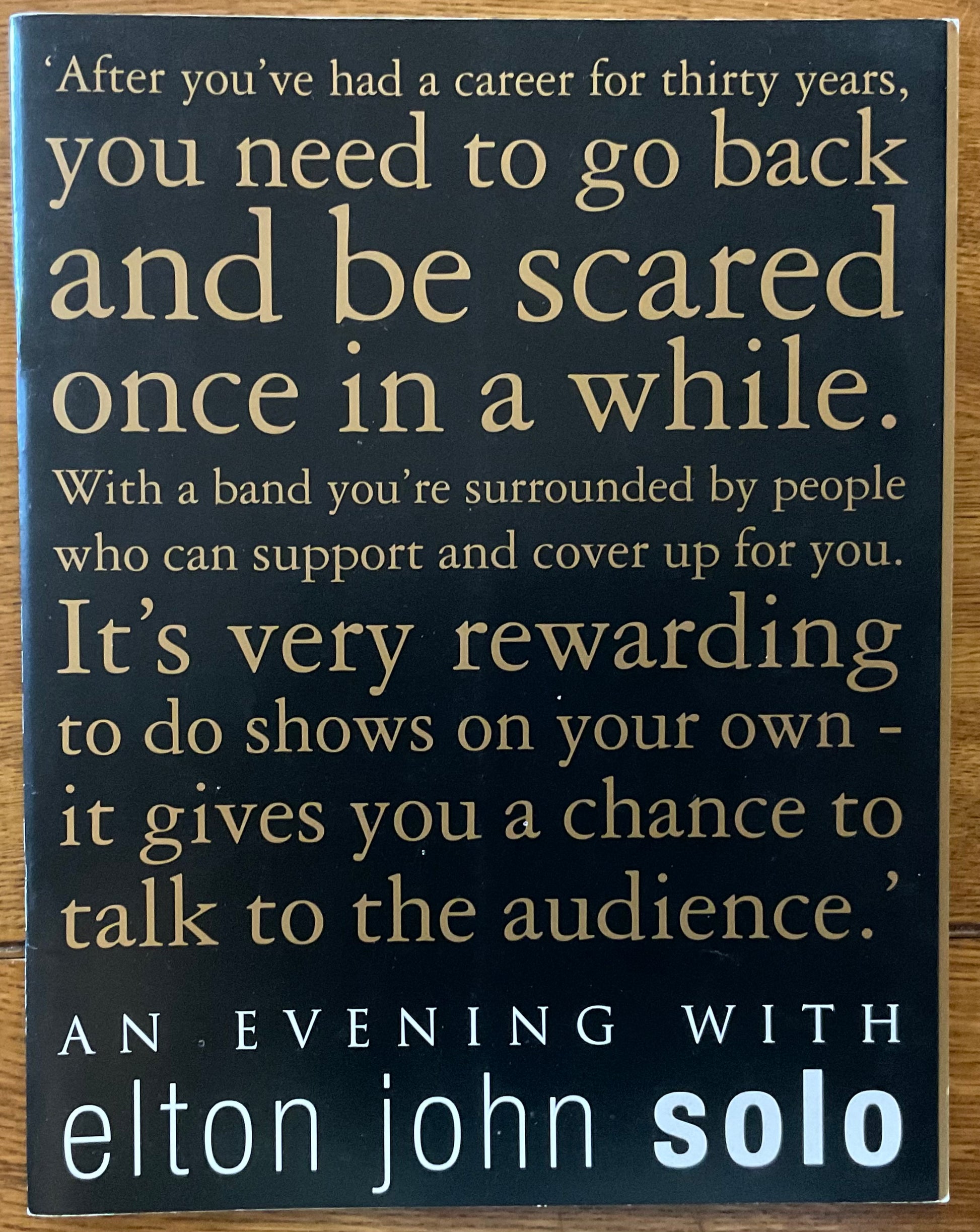 Elton John Original Concert Programme An Evening with Elton Solo Tour 2000