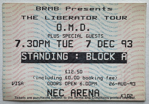 Orchestral Manoeuvres in the Dark OMD Original Used Concert Ticket NEC Arena Birmingham 7th Dec 1993
