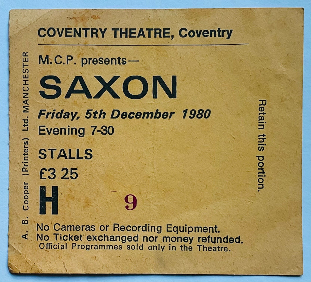 Saxon Original Used Concert Ticket Coventry Theatre 5th Dec 1980