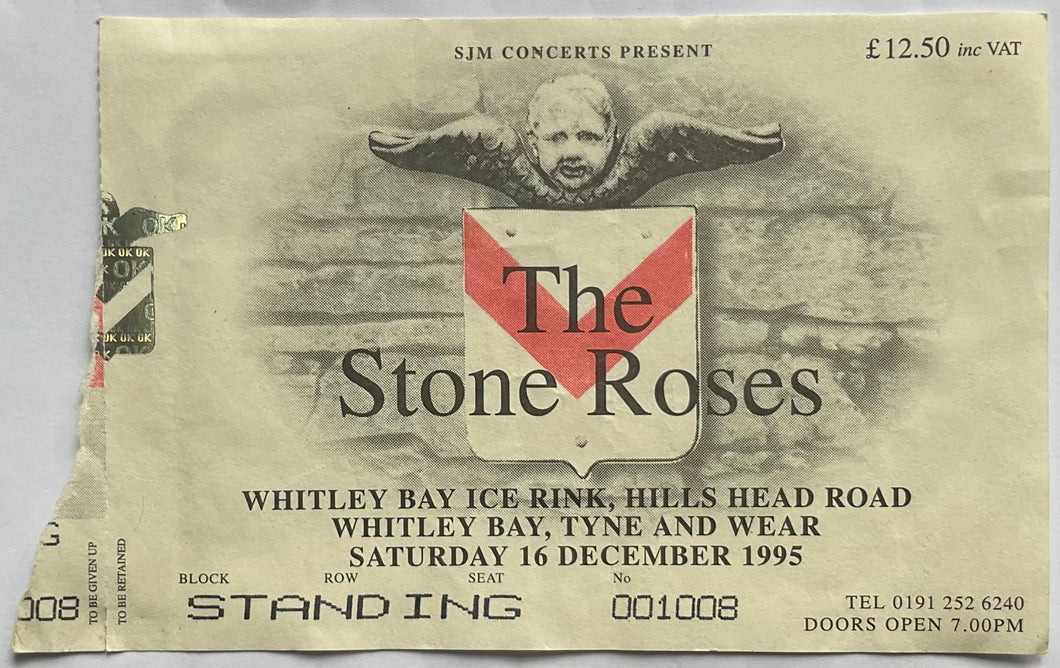 Stone Roses Original Used Concert Ticket Whitley Bay Ice Rink 16th Dec 1995