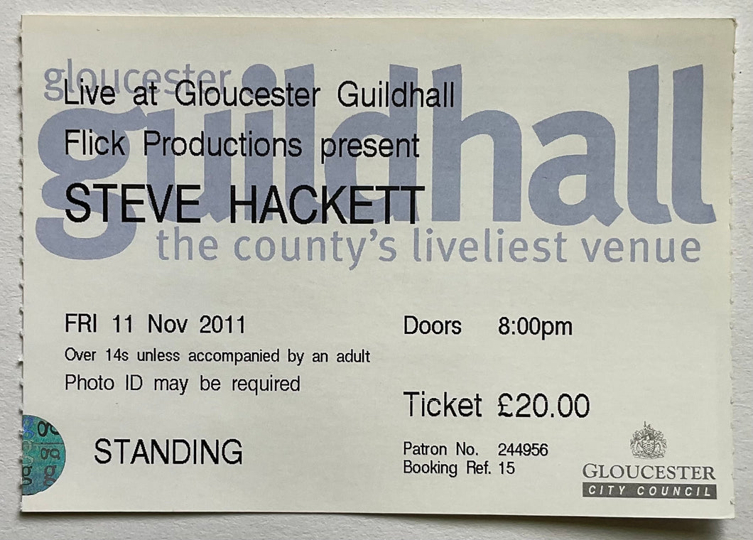 Steve Hackett Original Used Concert Ticket Guildhall Gloucester 11th Nov 2011