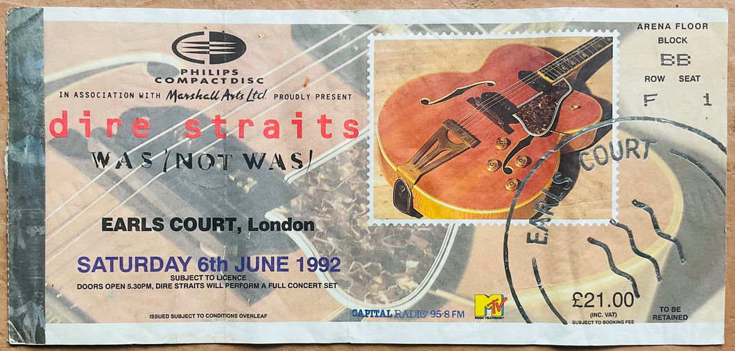 Dire Straits Original Concert Ticket Earls Court London 6th Jun 1992