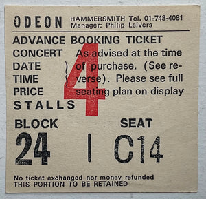 Chicago Original Used Concert Ticket Hammersmith Odeon London 26th Jan 1977