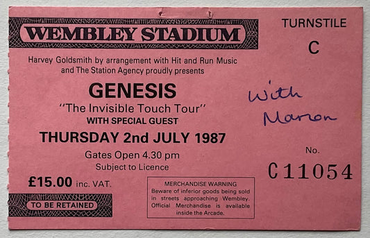 Genesis Original Used Concert Ticket Wembley Stadium London 2nd July 1987