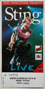 Police Sting Original Used Concert Ticket Palais Omnisports de Paris Bercy 30th Mar 1993
