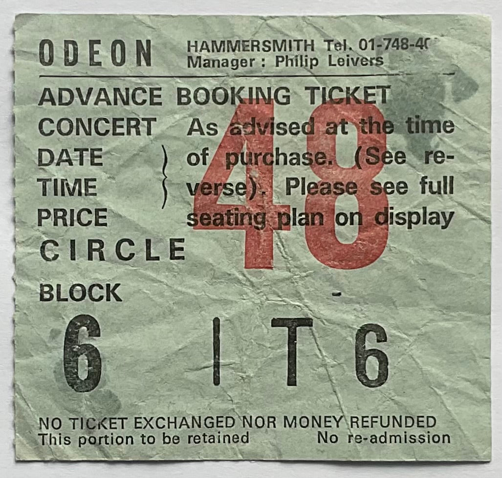 Jam Original Used Concert Ticket Hammersmith Odeon London 19th Nov 1980