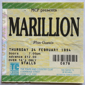 Marillion Original Used Concert Ticket Town & Country Club Leeds 24th Feb 1994