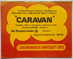 Caravan Original Used Concert Ticket Loughborough University 14th Jun 1975