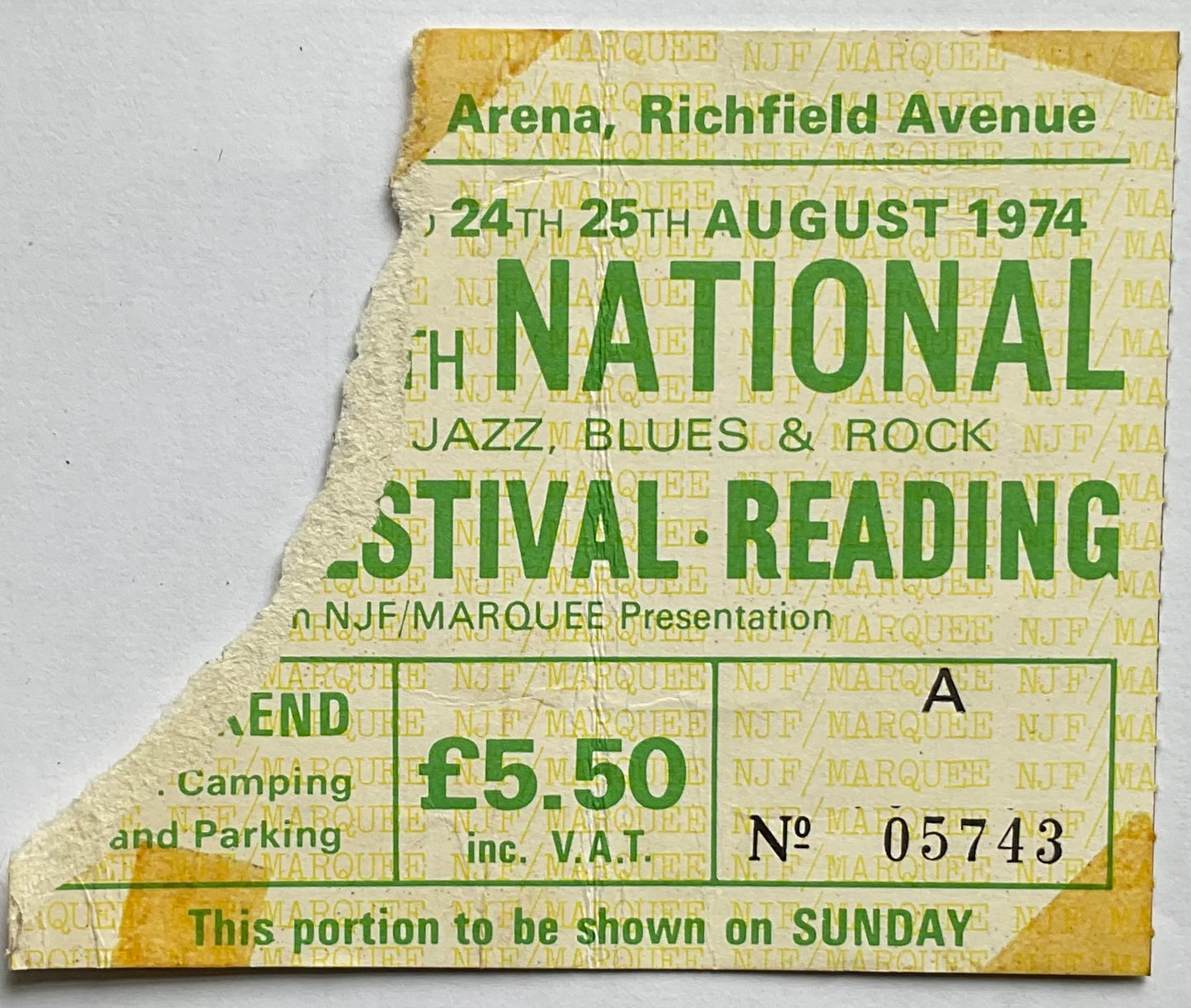 Thin Lizzy Focus Eric Burdon Original Used Ticket  Reading Festival 1974