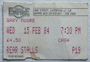Gary Moore Original Used Concert Ticket Empire Theatre Liverpool 15th Feb 1984