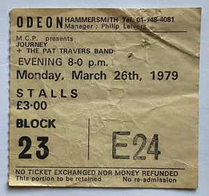 Journey Original Used Concert Ticket Hammersmith Odeon London 26th Mar 1979