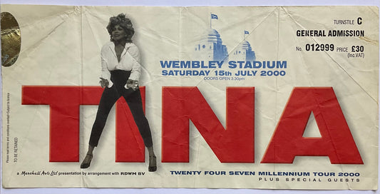 Tina Turner Original Concert Ticket Wembley Stadium London 15th July 2000