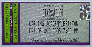 Starsailor Original Used Concert Ticket Brixton Academy London 3rd Oct 2003