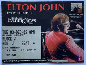 Elton John Original Used Concert Ticket MEN Arena Manchester 3rd Dec 2002