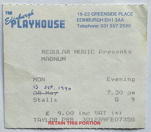 Magnum Original Used Concert Ticket Edinburgh Playhouse 13th Sep 1990